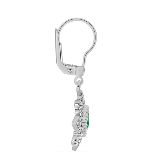 Pendientes de Plata con Esmeralda de Brasil y Topacio Blanco