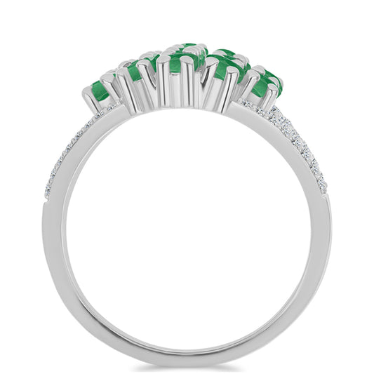 Anillo de Plata con Esmeralda de Brasil y Topacio Blanco
