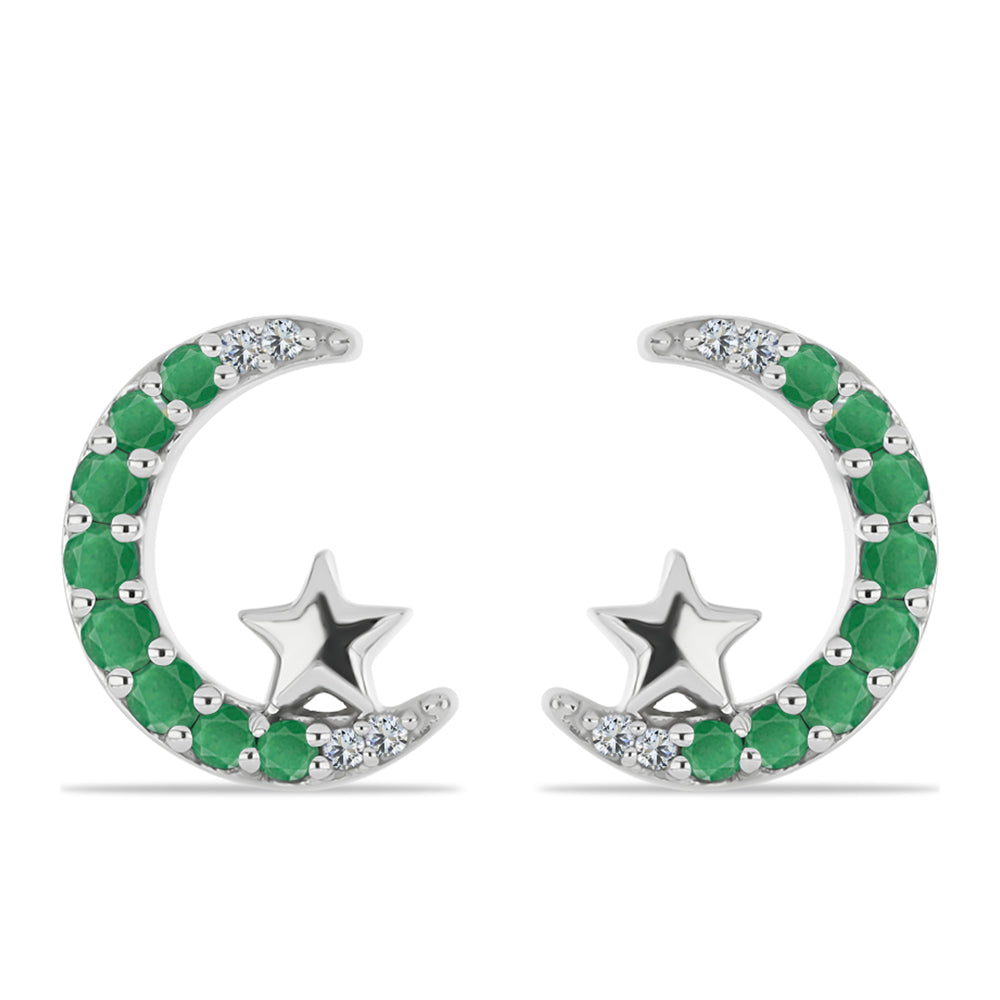 Pendientes de Plata con Esmeralda de Brasil y Topacio Blanco 1 