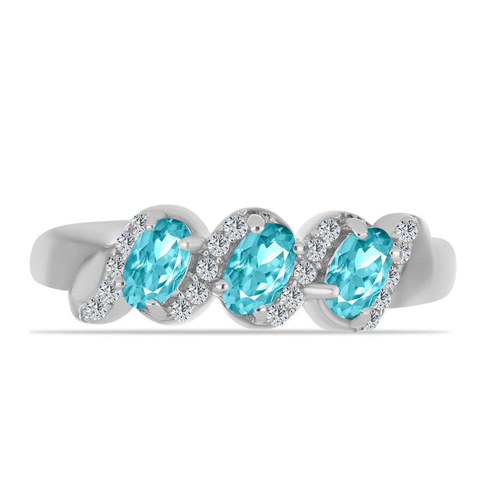 Anillo de Plata con Cuarzo Paraiba y Topacio Blanco 1 