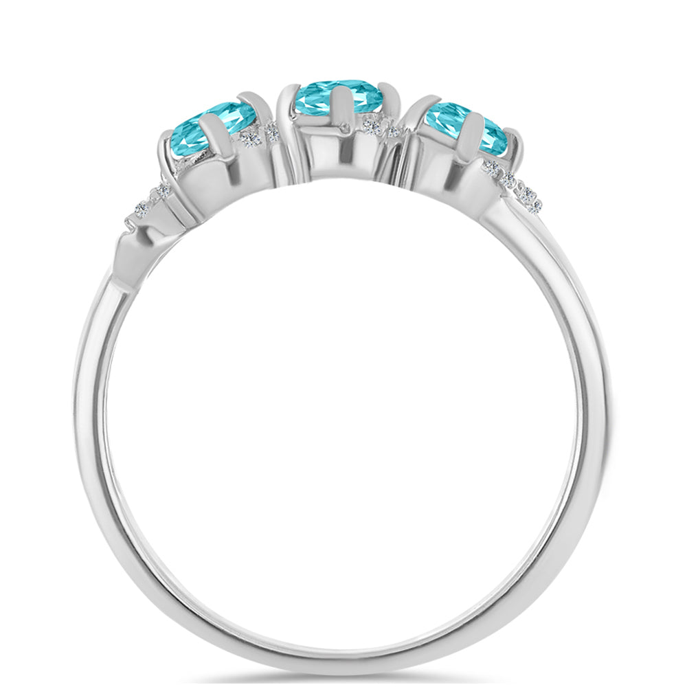 Anillo de Plata con Cuarzo Paraiba y Topacio Blanco 2 
