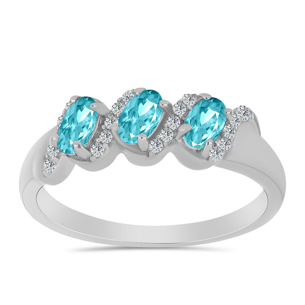 Anillo de Plata con Cuarzo Paraiba y Topacio Blanco 3 