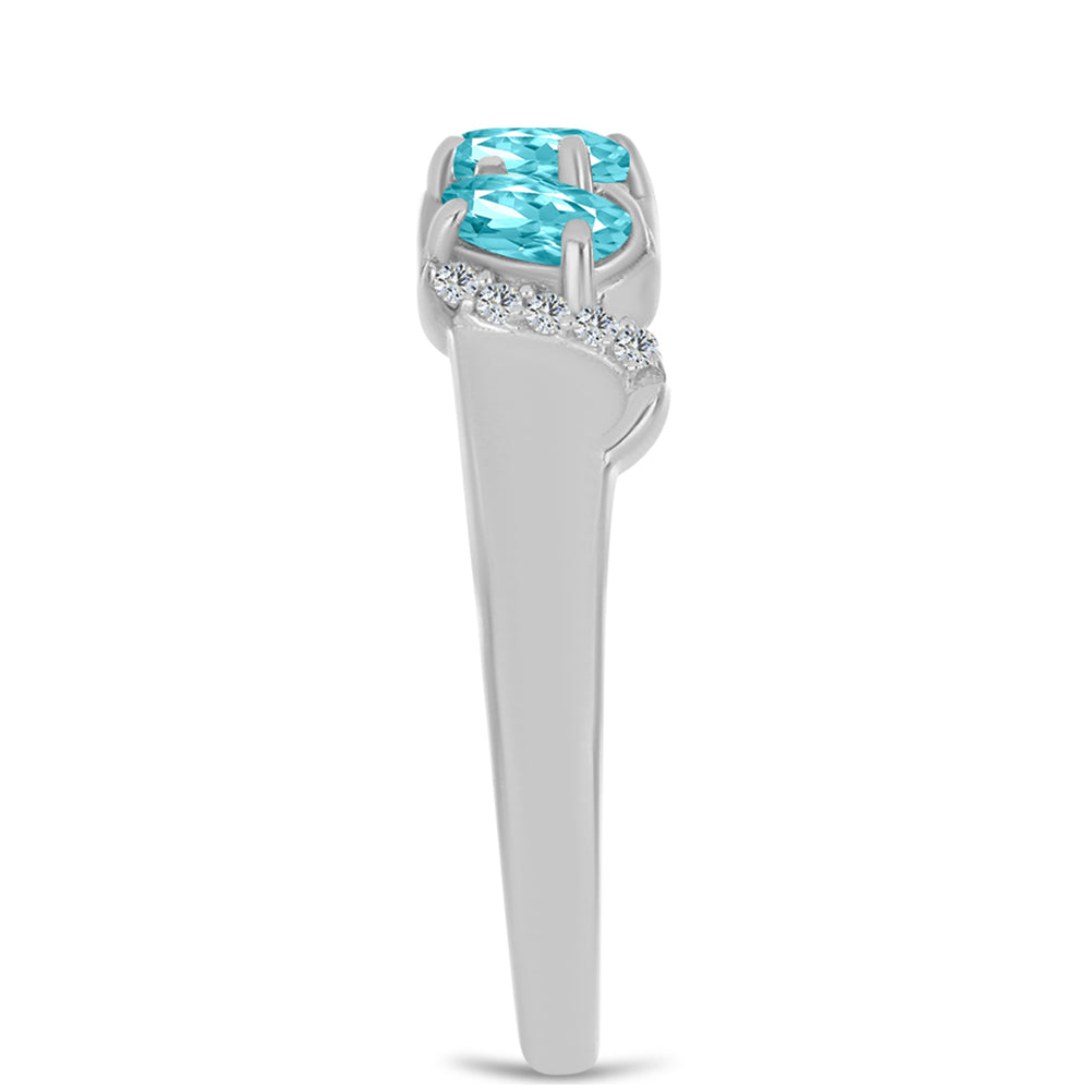 Anillo de Plata con Cuarzo Paraiba y Topacio Blanco 4 