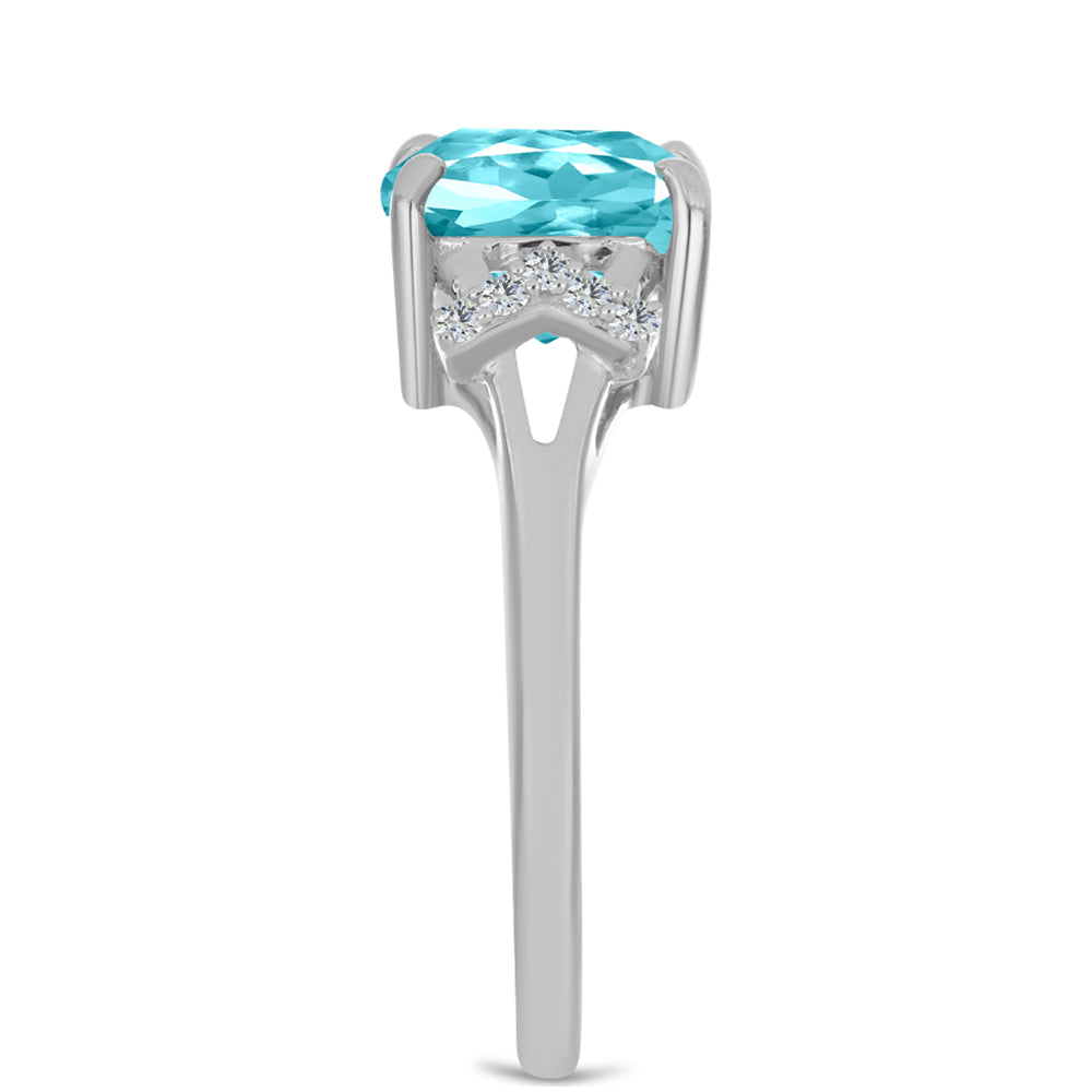 Anillo de Plata con Cuarzo Paraiba y Topacio Blanco 4 