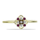 Anillo de Plata Bañada en Oro con Diamante Púrpura y Diamante blanco