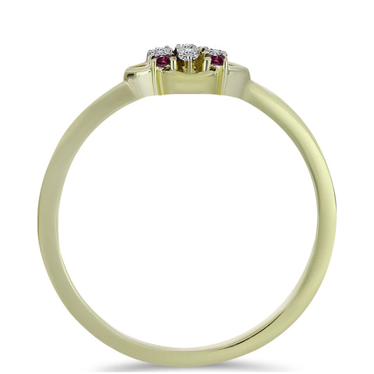 Anillo de Plata Bañada en Oro con Diamante Púrpura y Diamante blanco