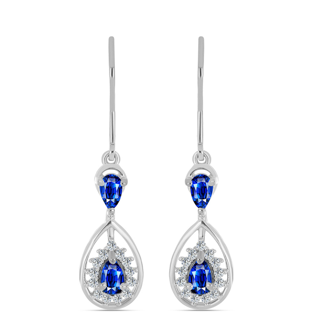 Pendientes de Plata con Zafiro Azul Australiano y Topacio Blanco 1 
