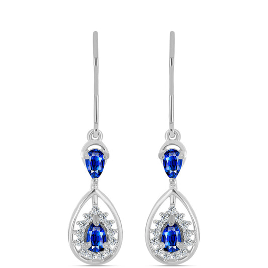 Pendientes de Plata con Zafiro Azul Australiano y Topacio Blanco