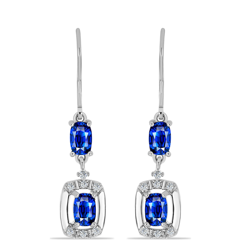 Pendientes de Plata con Zafiro Azul Australiano y Topacio Blanco 1 