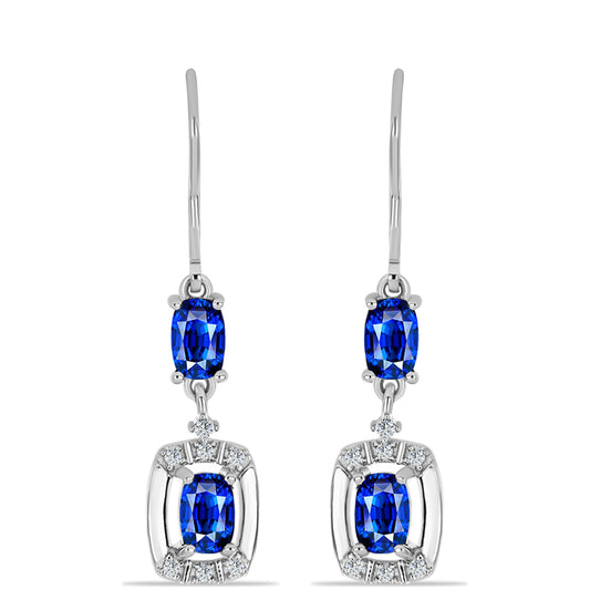 Pendientes de Plata con Zafiro Azul Australiano y Topacio Blanco