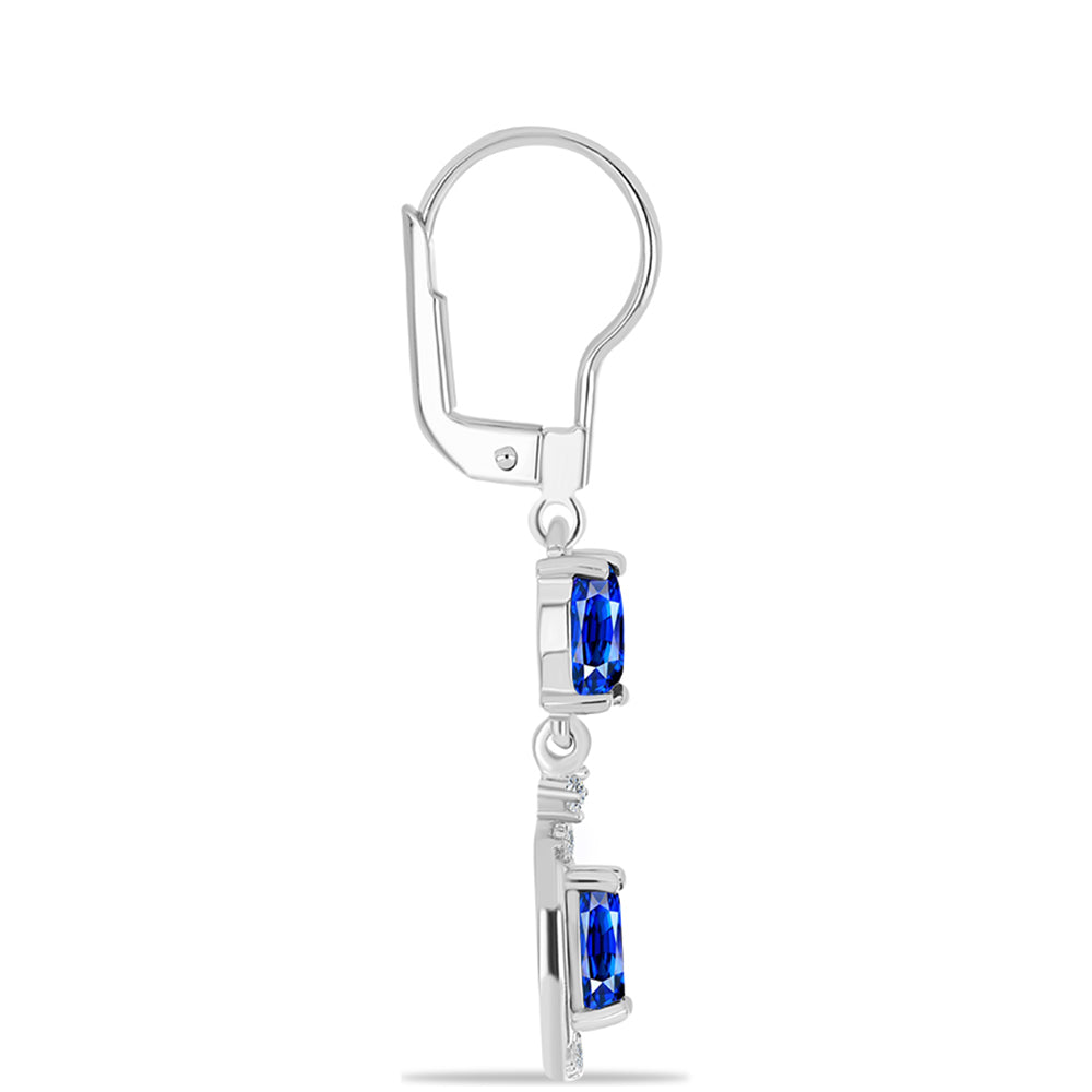 Pendientes de Plata con Zafiro Azul Australiano y Topacio Blanco 2 