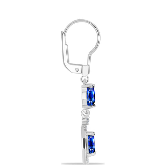 Pendientes de Plata con Zafiro Azul Australiano y Topacio Blanco