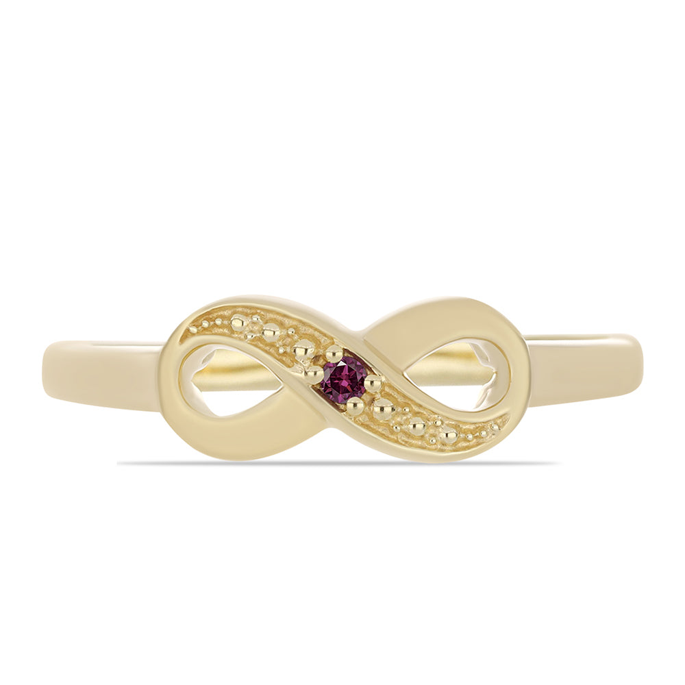 Anillo de Plata Bañada en Oro con Diamante Púrpura 1 