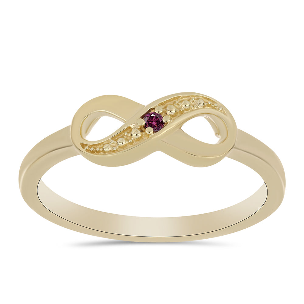Anillo de Plata Bañada en Oro con Diamante Púrpura 3 