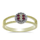 Anillo de Plata Bañada en Oro con Diamante Púrpura y Diamante blanco