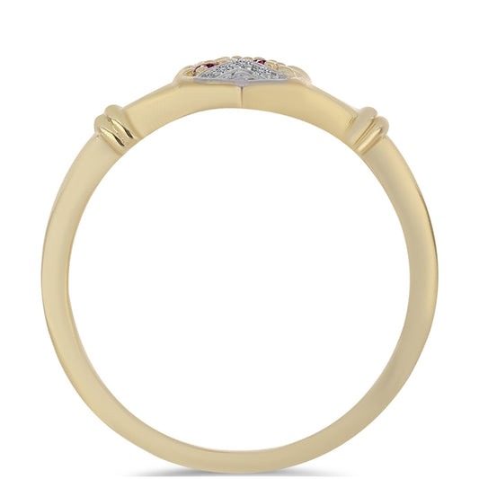 Anillo de Plata Bañada en Oro con Diamante Púrpura y Diamante blanco