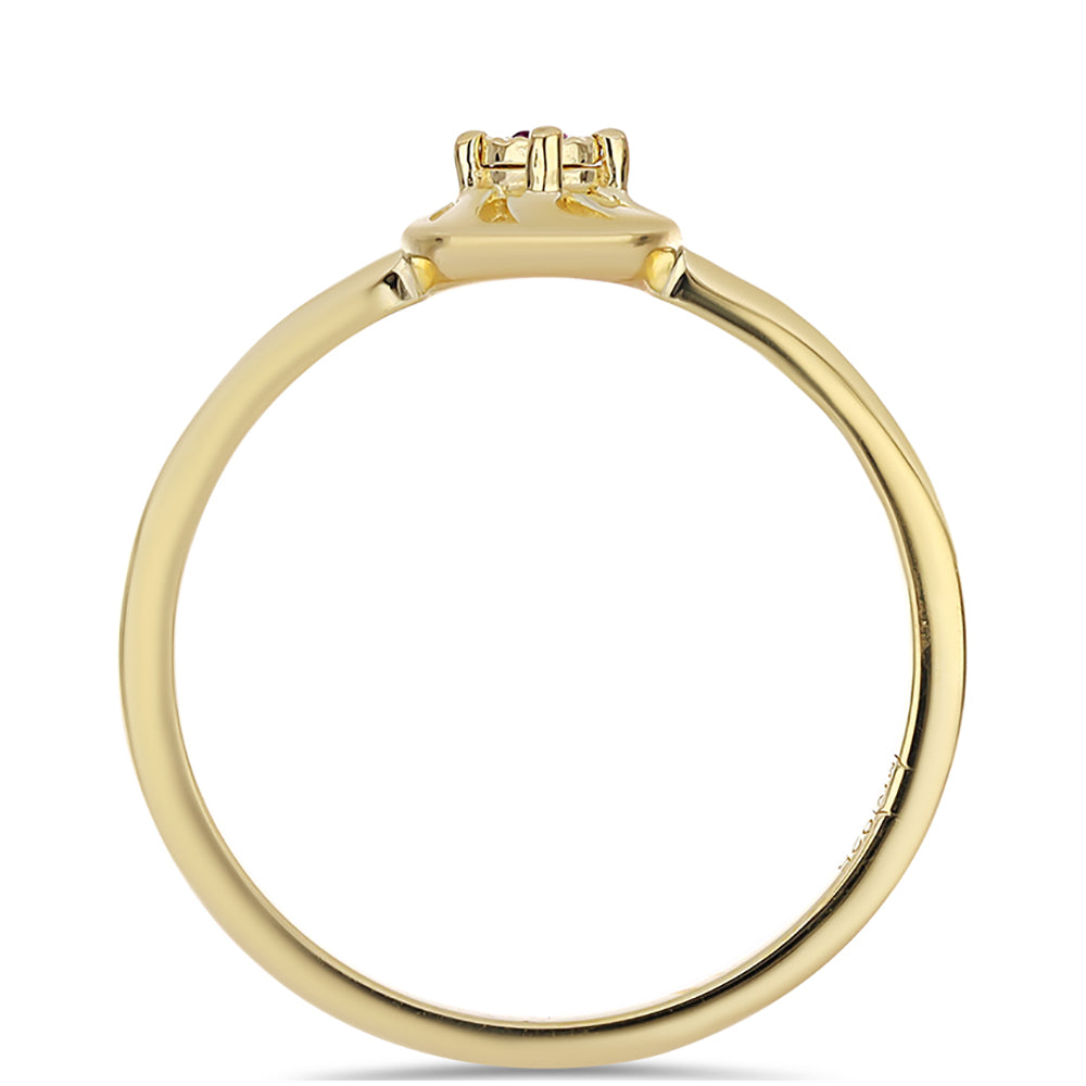 Conjunto de Plata Bañada en Oro con Diamante Púrpura ( Pendientes +Anillo +Colgante ) 7 