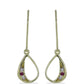 Pendientes de Plata Bañada en Oro con Diamante Púrpura y Diamante blanco