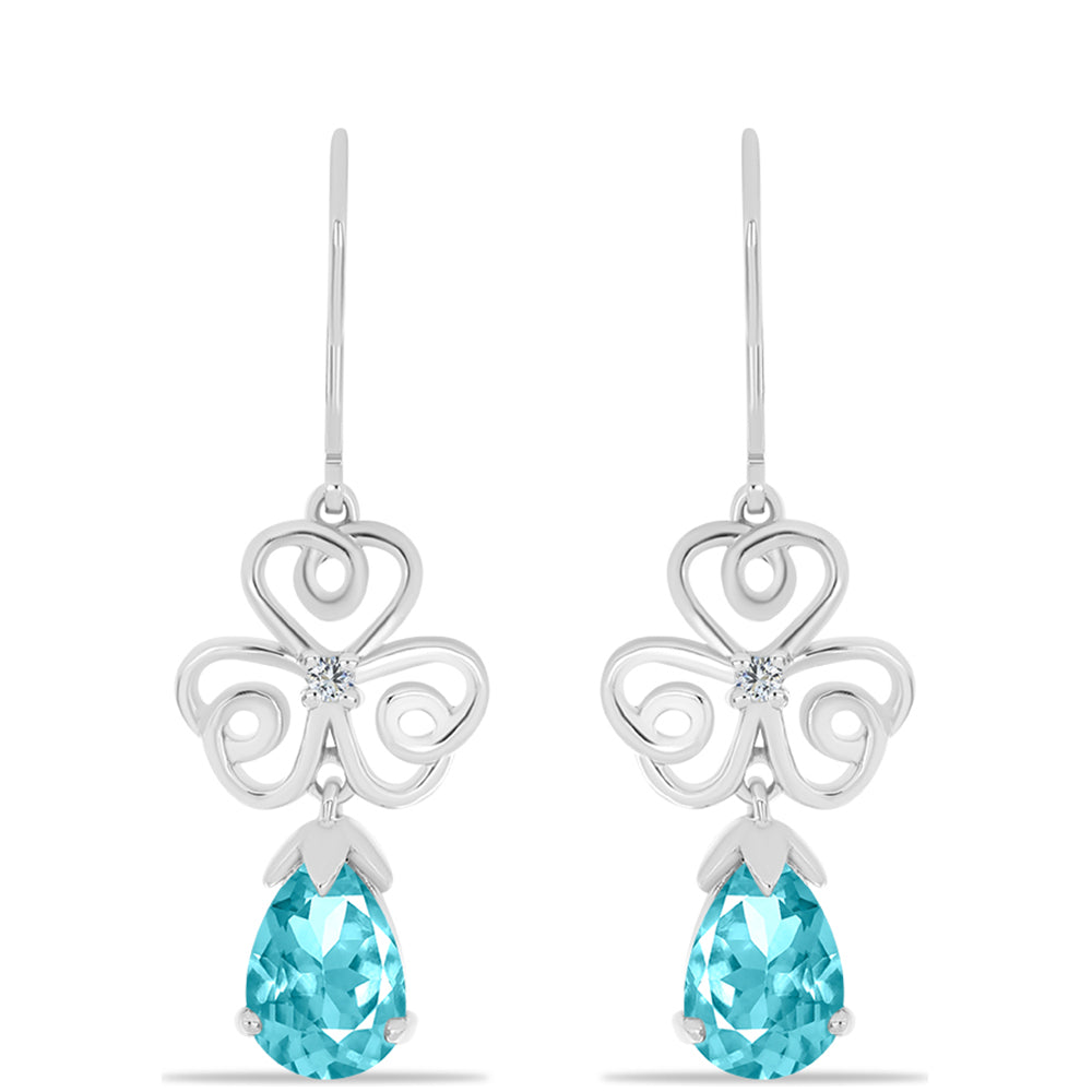 Pendientes de Plata con Cuarzo Paraiba y Topacio Blanco 1 