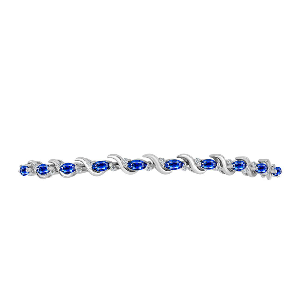 Pulsera de Plata con Zafiro Azul Australiano y Topacio Blanco 2 