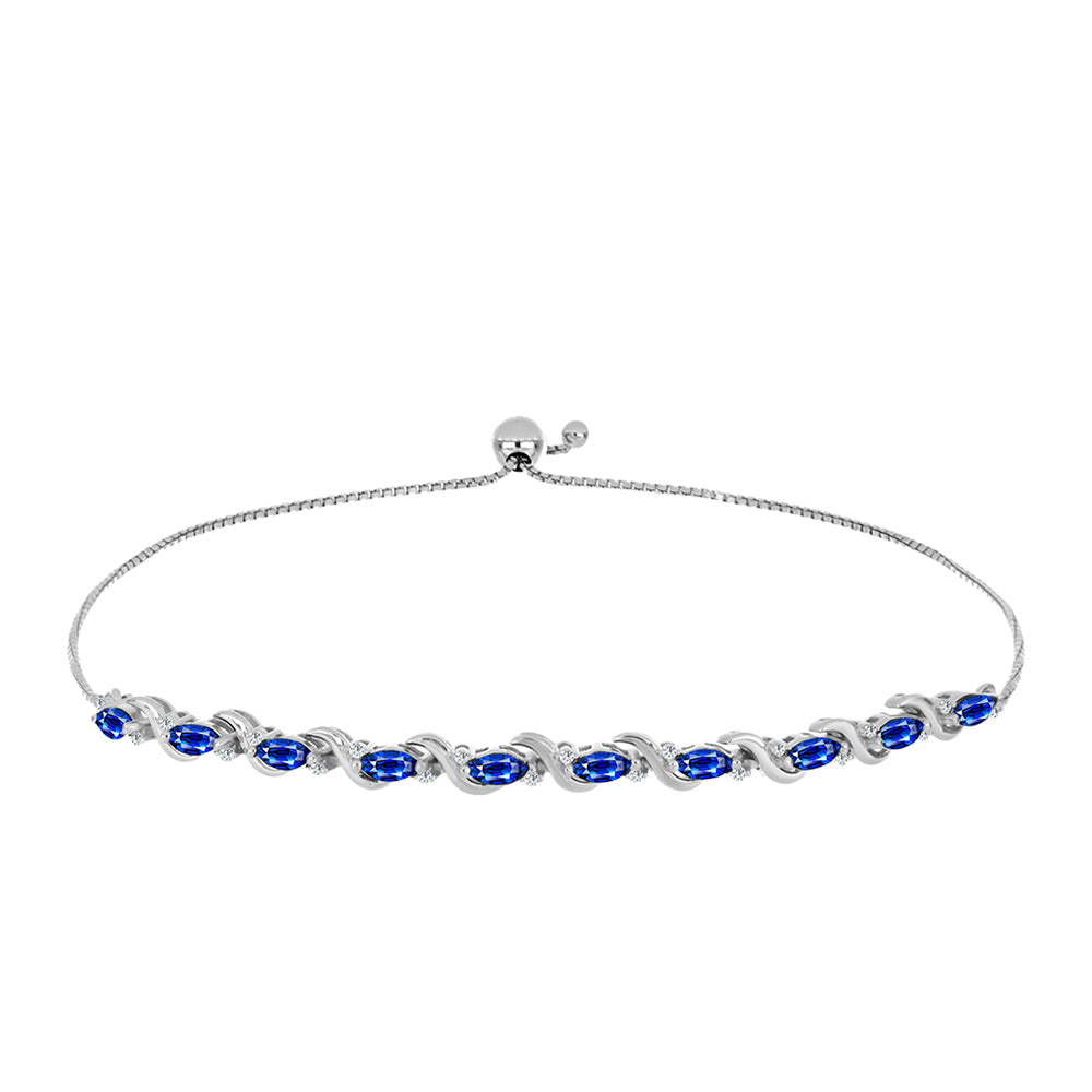 Pulsera de Plata con Zafiro Azul Australiano y Topacio Blanco 1 