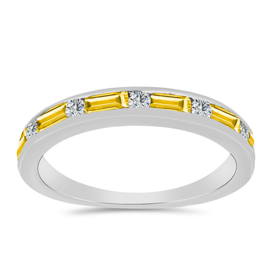 Anillo de Plata con Citrino de los Montes Urales y Topacio Blanco