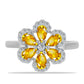Anillo de Plata con Citrino de los Montes Urales y Topacio Blanco