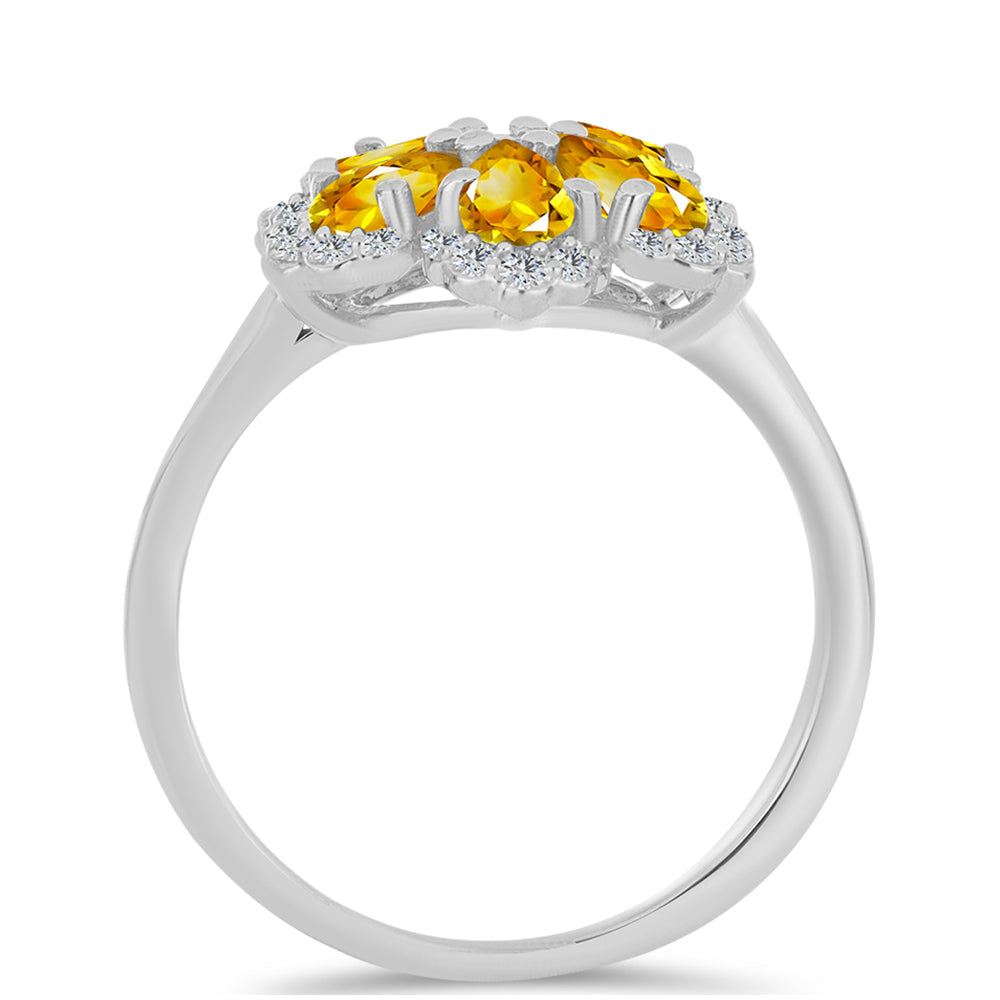 Anillo de Plata con Citrino de los Montes Urales y Topacio Blanco 2 