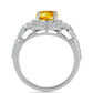 Anillo de Plata con Citrino de los Montes Urales y Zircón Blanco