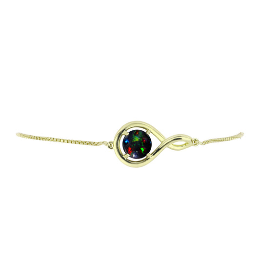 Pulsera de Plata Bañada en Oro con Ópalo negro medianoche Lega Dembi de Ëtiopía