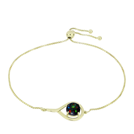 Pulsera de Plata Bañada en Oro con Ópalo negro medianoche Lega Dembi de Ëtiopía