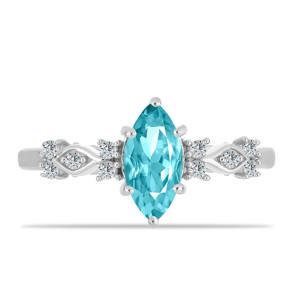 Anillo de Plata con Cuarzo Paraiba y Topacio Blanco 1 