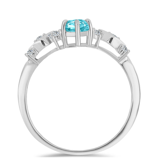 Anillo de Plata con Cuarzo Paraiba y Topacio Blanco