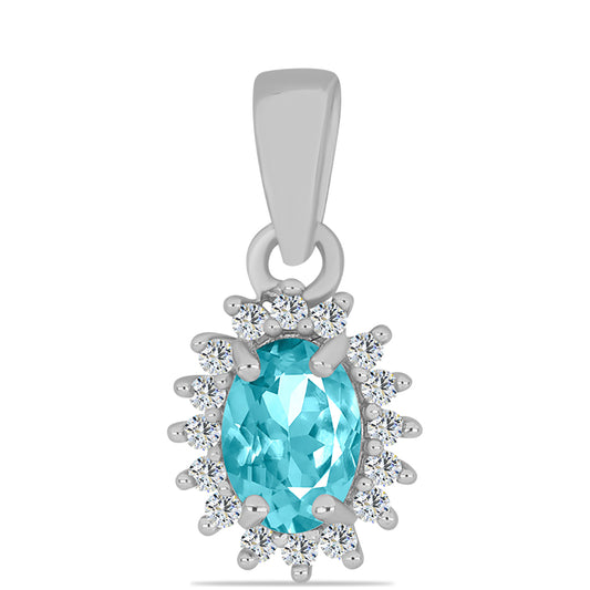 Colgante de Plata con Cuarzo Paraiba y Topacio Blanco