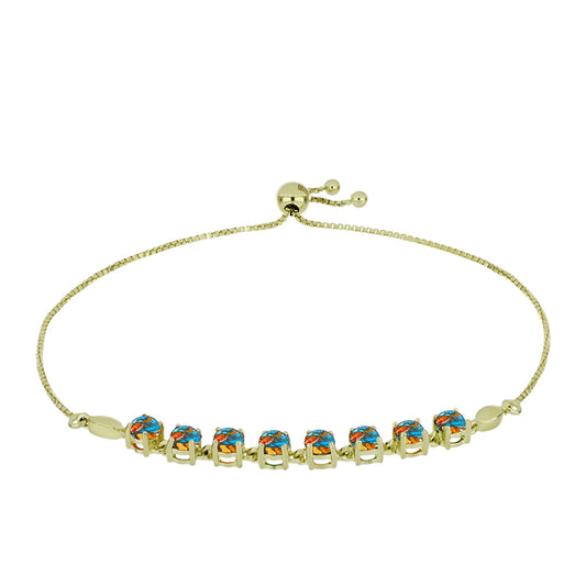 Pulsera de Plata Bañada en Oro con Turquesa Ostra
