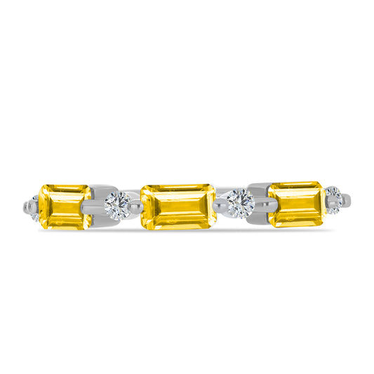 Anillo de Plata con Citrino de los Montes Urales y Topacio Blanco