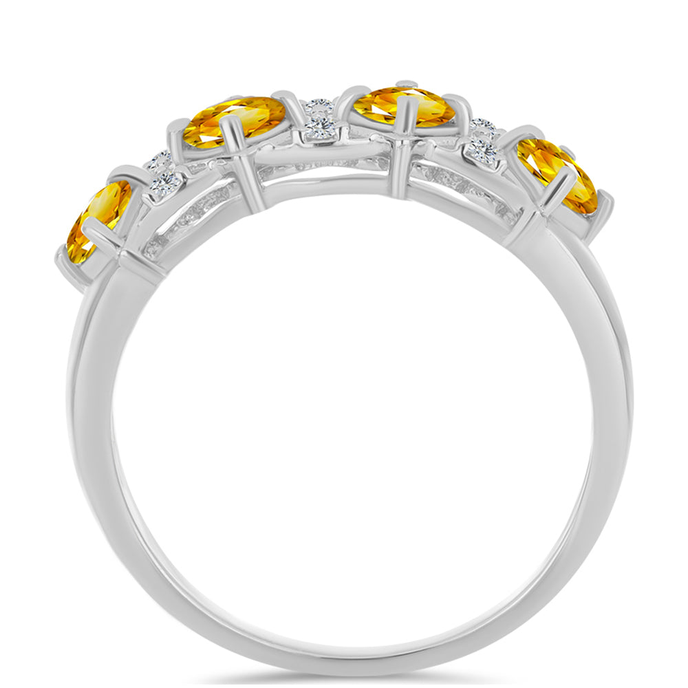 Anillo de Plata con Citrino de los Montes Urales y Topacio Blanco 3 