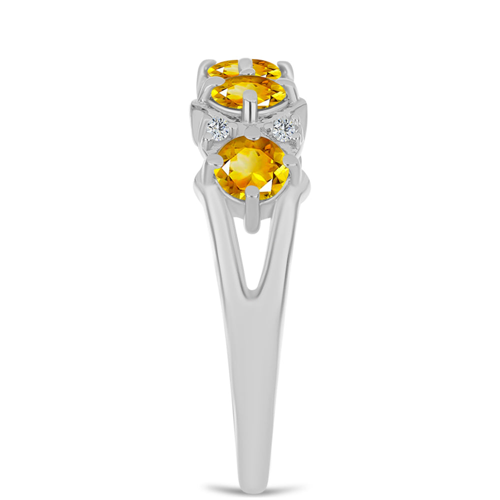 Anillo de Plata con Citrino de los Montes Urales y Topacio Blanco 4 