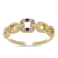 Anillo de Plata Bañada en Oro con Diamante Púrpura y Diamante blanco