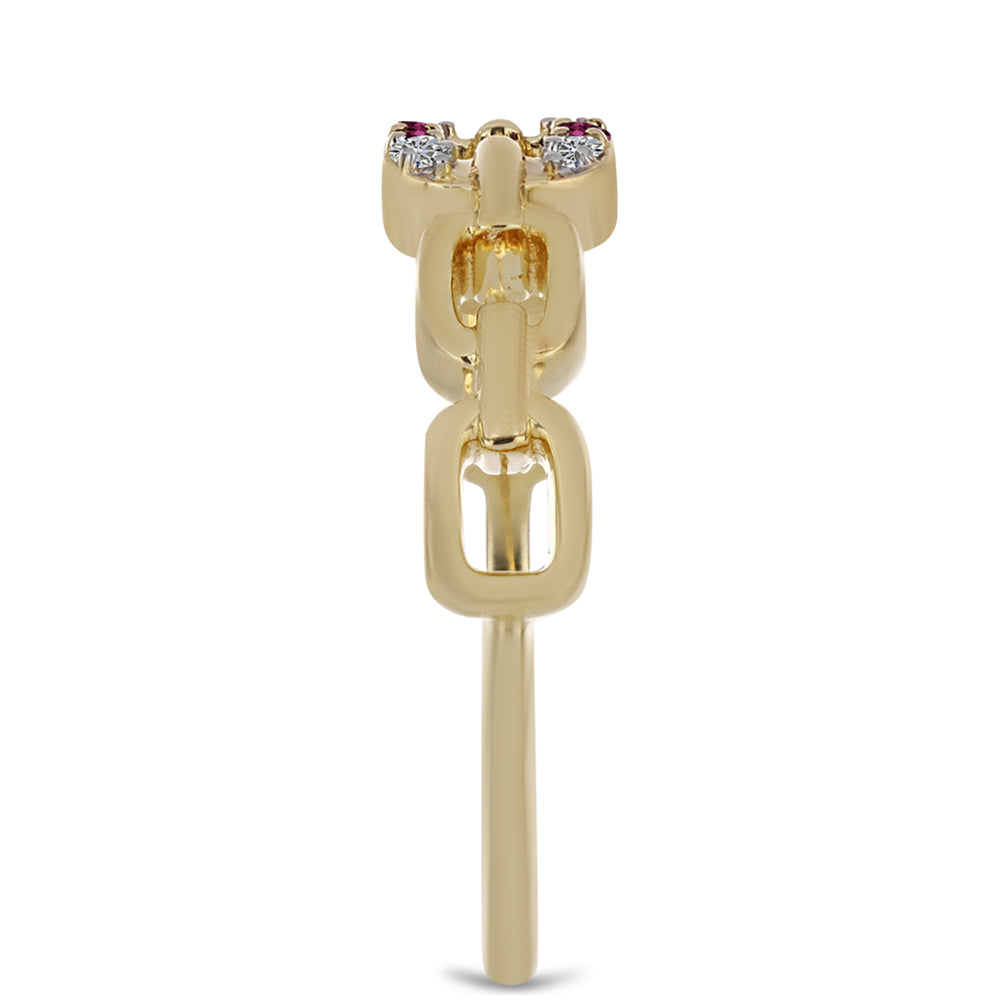 Anillo de Plata Bañada en Oro con Diamante Púrpura y Diamante blanco 4 