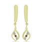 Pendientes de Plata Bañada en Oro con Diamante Púrpura y Diamante blanco