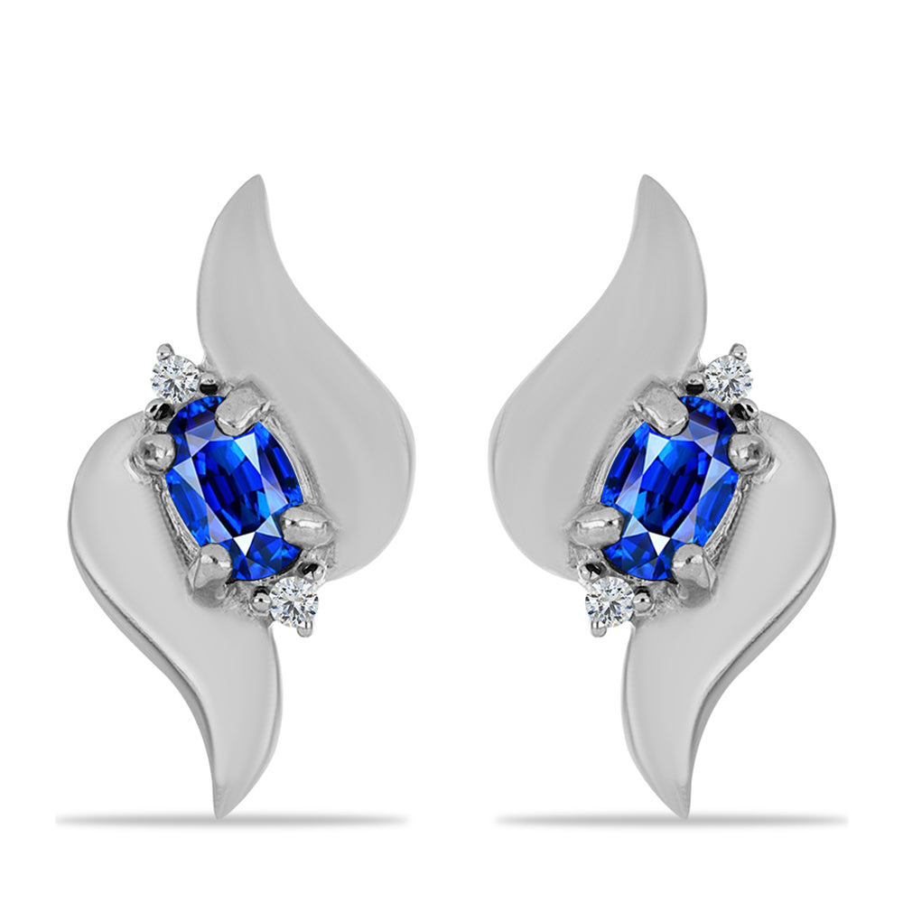Pendientes de Plata con Zafiro Azul Australiano y Topacio Blanco 1 