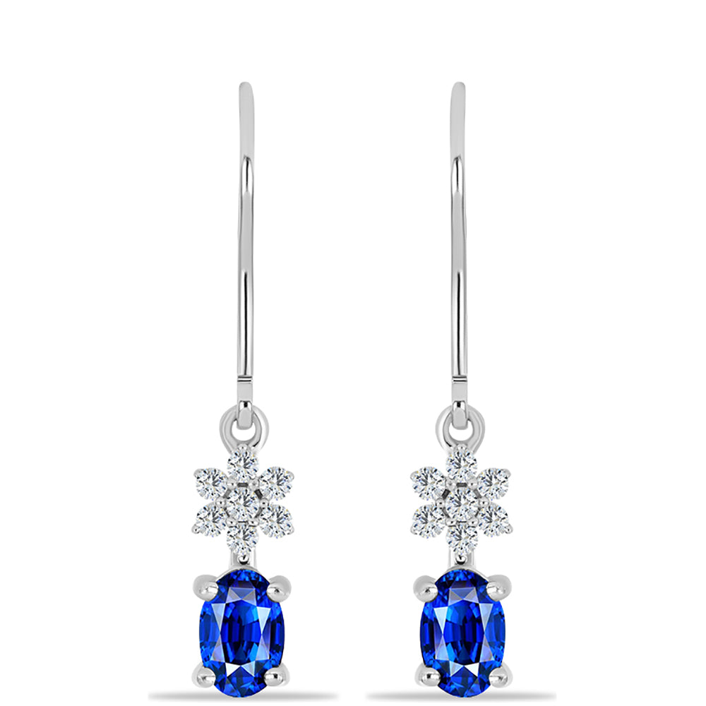 Pendientes de Plata con Zafiro Azul Australiano y Topacio Blanco 1 