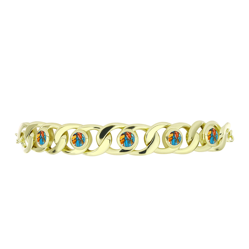 Pulsera de Plata Bañada en Oro con Turquesa Ostra 2 