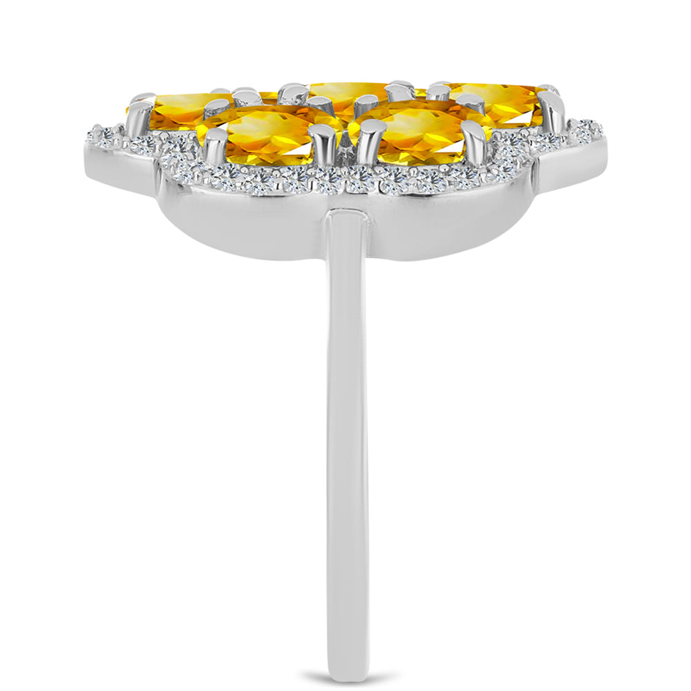 Anillo de Plata con Citrino de los Montes Urales y Topacio Blanco 4 