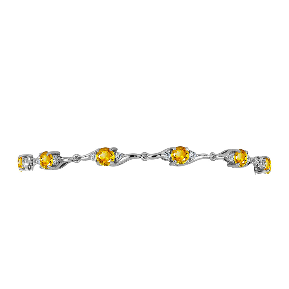 Pulsera de Plata con Citrino de los Montes Urales y Topacio Blanco