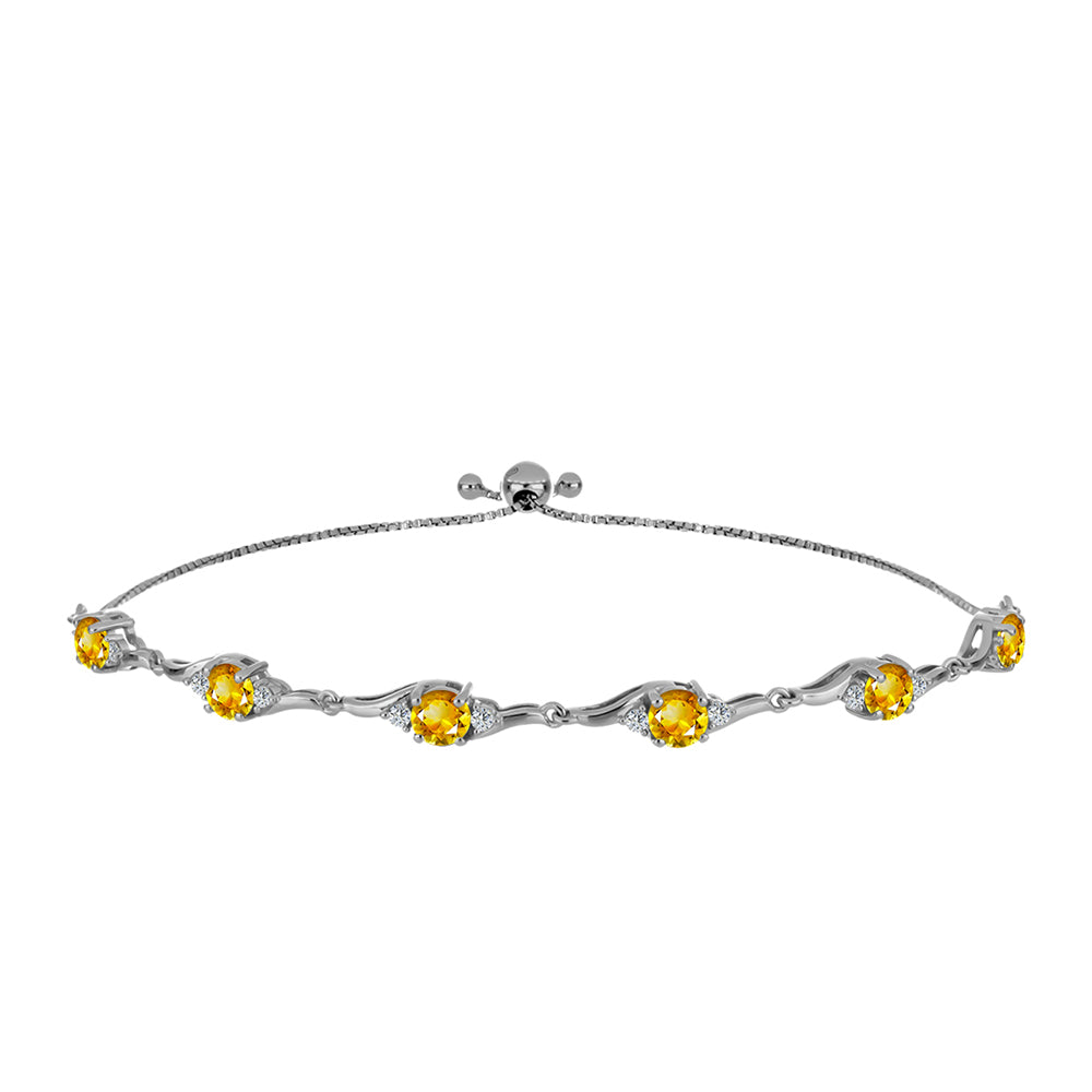 Pulsera de Plata con Citrino de los Montes Urales y Topacio Blanco 1 