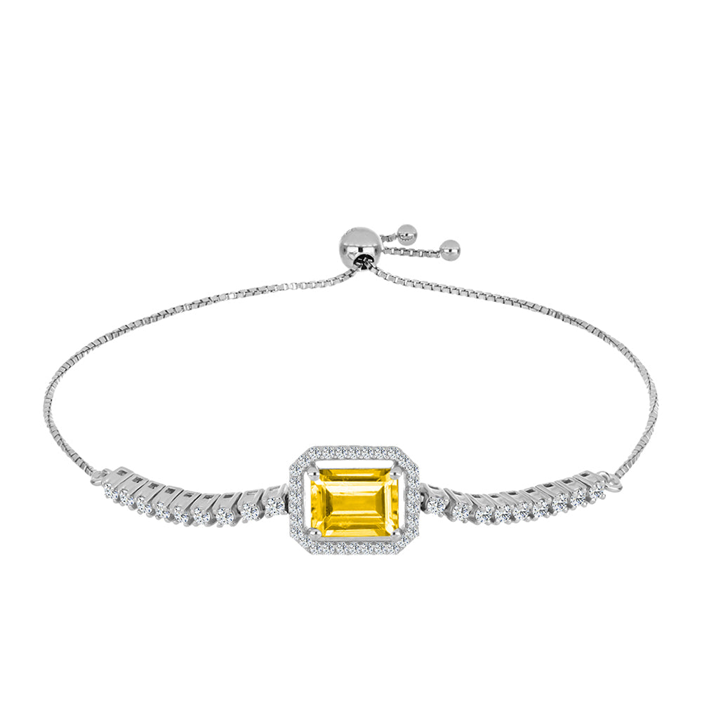 Pulsera de Plata con Citrino de los Montes Urales y Topacio Blanco 1 
