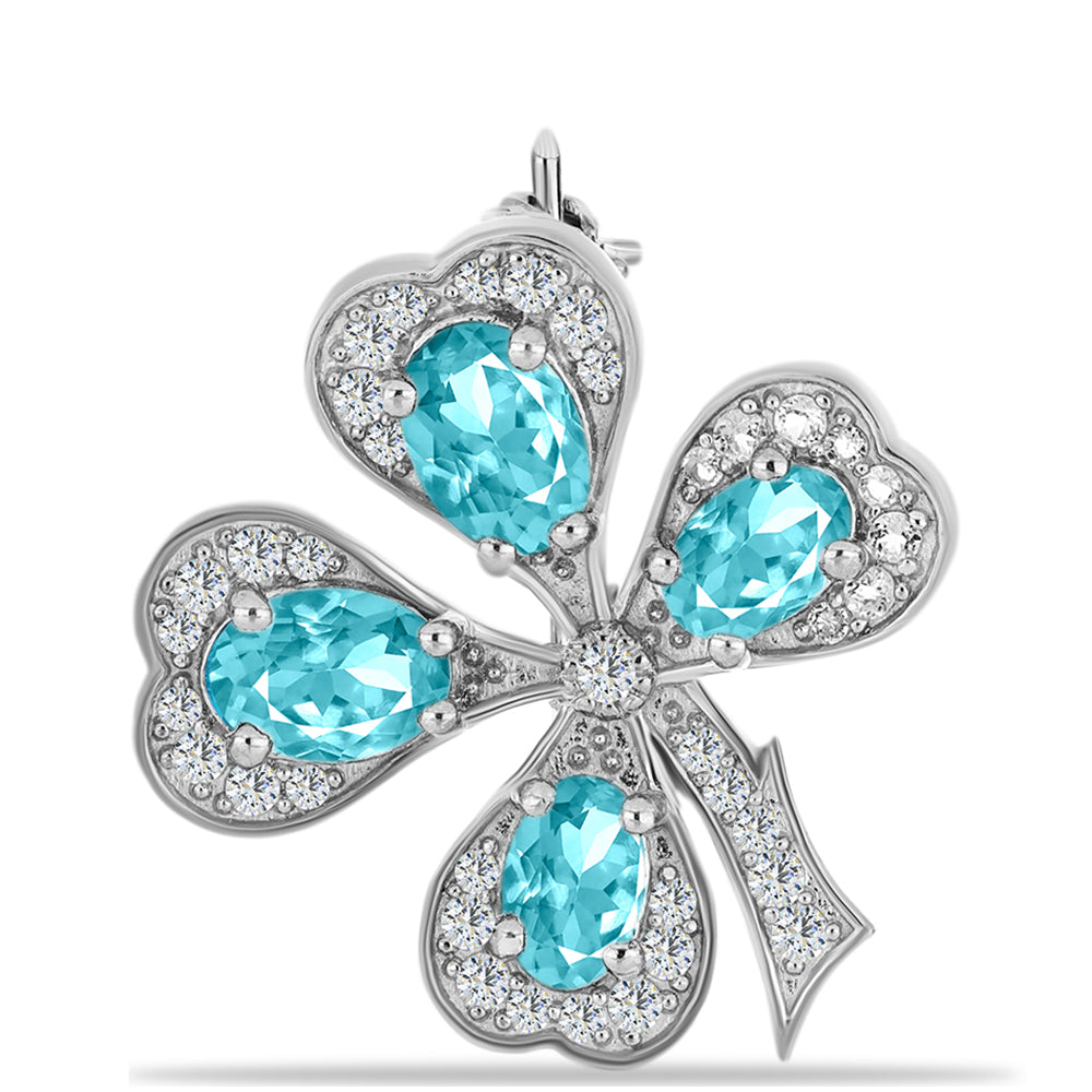 Broche de Plata con Cuarzo Paraiba y Topacio Blanco 1 