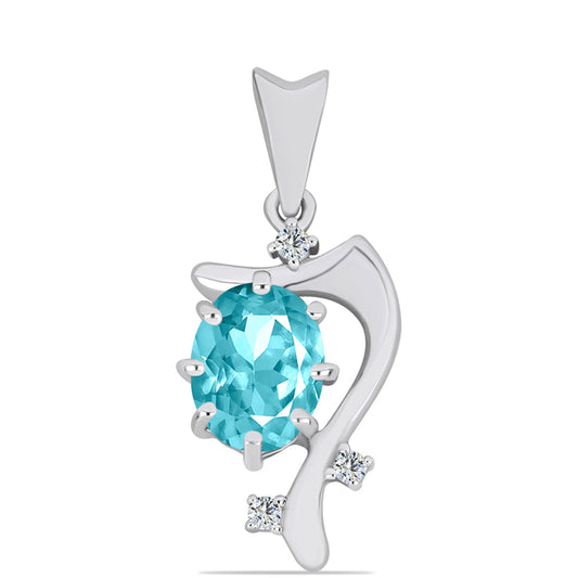 Colgante de Plata con Cuarzo Paraiba y Topacio Blanco